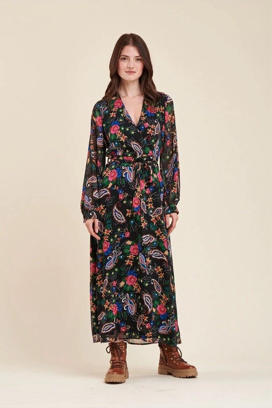 LA FEE MARABOUTEE Dress Womens Size EU 38 Bohemian Peasant Tradwife Paisley Maxi